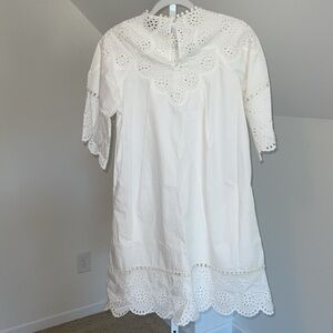 Sea New York cotton‎ Eyelet White Midi Dress Sz 6
